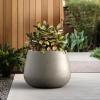 imageKante Curva Series Planter 102 Inch Round Concrete Flower Pot with Draiange Hole and Rubber Plug Suitable for Indoor Plants Home Garden Patio BlackWeathered Concrete