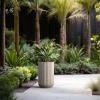 imageKante Round Fulted Planter 11 Inch Dia Large Concrete Plant Pots with Drainage Hole and Rubber Plug Modern Decor for Indoor Outdoor Plants Flower BlackWeathered Concrete