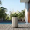imageKante Round Fulted Planter 11 Inch Dia Large Concrete Plant Pots with Drainage Hole and Rubber Plug Modern Decor for Indoor Outdoor Plants Flower BlackWeathered Concrete