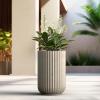 imageKante Round Fulted Planter 11 Inch Dia Large Concrete Plant Pots with Drainage Hole and Rubber Plug Modern Decor for Indoor Outdoor Plants Flower BlackWeathered Concrete