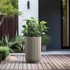 imageKante Round Fulted Planter 11 Inch Dia Large Concrete Plant Pots with Drainage Hole and Rubber Plug Modern Decor for Indoor Outdoor Plants Flower BlackWeathered Concrete