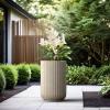 imageKante Round Fulted Planter 11 Inch Dia Large Concrete Plant Pots with Drainage Hole and Rubber Plug Modern Decor for Indoor Outdoor Plants Flower BlackWeathered Concrete