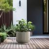 imageKante Round Fulted Planter 11 Inch Dia Large Concrete Plant Pots with Drainage Hole and Rubber Plug Modern Decor for Indoor Outdoor Plants Flower BlackWeathered Concrete