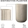 imageKante Round Fulted Planter 11 Inch Dia Large Concrete Plant Pots with Drainage Hole and Rubber Plug Modern Decor for Indoor Outdoor Plants Flower BlackWeathered Concrete