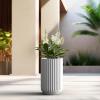 imageKante Round Fulted Planter 11 Inch Dia Large Concrete Plant Pots with Drainage Hole and Rubber Plug Modern Decor for Indoor Outdoor Plants Flower BlackWhite