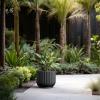 imageKante Round Fulted Planter 11 Inch Dia Large Concrete Plant Pots with Drainage Hole and Rubber Plug Modern Decor for Indoor Outdoor Plants Flower BlackBlack