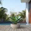 imageKante Round Fulted Planter 11 Inch Dia Large Concrete Plant Pots with Drainage Hole and Rubber Plug Modern Decor for Indoor Outdoor Plants Flower BlackWeathered Concrete