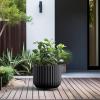 imageKante Round Fulted Planter 11 Inch Dia Large Concrete Plant Pots with Drainage Hole and Rubber Plug Modern Decor for Indoor Outdoor Plants Flower BlackBlack