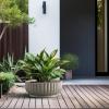 imageKante Round Fulted Planter 11 Inch Dia Large Concrete Plant Pots with Drainage Hole and Rubber Plug Modern Decor for Indoor Outdoor Plants Flower BlackWeathered Concrete