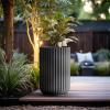 imageKante Round Fulted Planter 11 Inch Dia Large Concrete Plant Pots with Drainage Hole and Rubber Plug Modern Decor for Indoor Outdoor Plants Flower BlackBlack