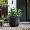 imageKante Round Fulted Planter 11 Inch Dia Large Concrete Plant Pots with Drainage Hole and Rubber Plug Modern Decor for Indoor Outdoor Plants Flower BlackBlack