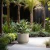 imageKante Round Fulted Planter 11 Inch Dia Large Concrete Plant Pots with Drainage Hole and Rubber Plug Modern Decor for Indoor Outdoor Plants Flower BlackWeathered Concrete
