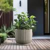 imageKante Round Fulted Planter 11 Inch Dia Large Concrete Plant Pots with Drainage Hole and Rubber Plug Modern Decor for Indoor Outdoor Plants Flower BlackWeathered Concrete