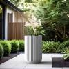 imageKante Round Fulted Planter 11 Inch Dia Large Concrete Plant Pots with Drainage Hole and Rubber Plug Modern Decor for Indoor Outdoor Plants Flower BlackWhite