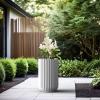 imageKante Round Fulted Planter 11 Inch Dia Large Concrete Plant Pots with Drainage Hole and Rubber Plug Modern Decor for Indoor Outdoor Plants Flower BlackWhite