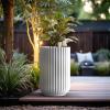 imageKante Round Fulted Planter 11 Inch Dia Large Concrete Plant Pots with Drainage Hole and Rubber Plug Modern Decor for Indoor Outdoor Plants Flower BlackWhite