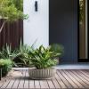 imageKante Round Fulted Planter 11 Inch Dia Large Concrete Plant Pots with Drainage Hole and Rubber Plug Modern Decor for Indoor Outdoor Plants Flower BlackWeathered Concrete