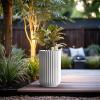 imageKante Round Fulted Planter 11 Inch Dia Large Concrete Plant Pots with Drainage Hole and Rubber Plug Modern Decor for Indoor Outdoor Plants Flower BlackWhite