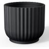 imageKante Round Fulted Planter 11 Inch Dia Large Concrete Plant Pots with Drainage Hole and Rubber Plug Modern Decor for Indoor Outdoor Plants Flower BlackBlack