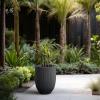 imageKante Round Fluted Concrete Planter 169Inch Dia BarrelStyle Pot with Drainage Hole Weathered Finish with Warm Brown Interior 137quot Opening for Indoor and Outdoor UseBlack