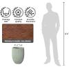 imageKante Round Fluted Concrete Planter 169Inch Dia BarrelStyle Pot with Drainage Hole Weathered Finish with Warm Brown Interior 137quot Opening for Indoor and Outdoor UseMint Green