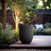 imageKante Round Fluted Concrete Planter 169Inch Dia BarrelStyle Pot with Drainage Hole Weathered Finish with Warm Brown Interior 137quot Opening for Indoor and Outdoor UseBlack