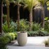 imageKante Round Fluted Concrete Planter 169Inch Dia BarrelStyle Pot with Drainage Hole Weathered Finish with Warm Brown Interior 137quot Opening for Indoor and Outdoor UseWeathered Concrete