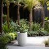 imageKante Round Fluted Concrete Planter 169Inch Dia BarrelStyle Pot with Drainage Hole Weathered Finish with Warm Brown Interior 137quot Opening for Indoor and Outdoor UseWhite