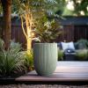 imageKante Round Fluted Concrete Planter 169Inch Dia BarrelStyle Pot with Drainage Hole Weathered Finish with Warm Brown Interior 137quot Opening for Indoor and Outdoor UseMint Green