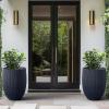 imageKante Round Fluted Concrete Planter 169Inch Dia BarrelStyle Pot with Drainage Hole Weathered Finish with Warm Brown Interior 137quot Opening for Indoor and Outdoor UseCharcoal