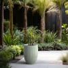 imageKante Round Fluted Concrete Planter 169Inch Dia BarrelStyle Pot with Drainage Hole Weathered Finish with Warm Brown Interior 137quot Opening for Indoor and Outdoor UseMint Green