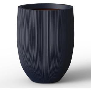 imageKante Round Fluted Concrete Planter 169Inch Dia BarrelStyle Pot with Drainage Hole Weathered Finish with Warm Brown Interior 137quot Opening for Indoor and Outdoor UseCharcoal