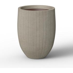 imageKante Round Fluted Concrete Planter 169Inch Dia BarrelStyle Pot with Drainage Hole Weathered Finish with Warm Brown Interior 137quot Opening for Indoor and Outdoor UseWeathered Concrete