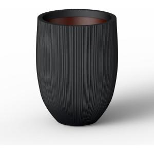 imageKante Round Fluted Concrete Planter 169Inch Dia BarrelStyle Pot with Drainage Hole Weathered Finish with Warm Brown Interior 137quot Opening for Indoor and Outdoor UseBlack