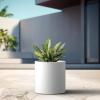 imageKante 126quot Dia Round Concrete Planter Modern Style Large Cylindrical Plant Pot with Drainage Hole and Rubber Plug for Indoor Outdoor Patio Pure WhitePure White