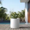 imageKante 126quot Dia Round Concrete Planter Modern Style Large Cylindrical Plant Pot with Drainage Hole and Rubber Plug for Indoor Outdoor Patio Pure WhitePure White