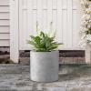 imageKante 126quot Dia Round Concrete Planter Modern Style Large Cylindrical Plant Pot with Drainage Hole and Rubber Plug for Indoor Outdoor Patio Pure WhiteNatural Concrete