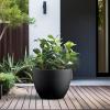 imageKante 142 Inch Round Concrete Planter  Classic Large IndoorOutdoor Plant Pot with Drainage Hole and Rubber Plug Suitable for Gardens and Patios Weathered ConcreteBlack