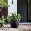 imageKante 142 Inch Round Concrete Planter  Classic Large IndoorOutdoor Plant Pot with Drainage Hole and Rubber Plug Suitable for Gardens and Patios Weathered ConcreteBlack