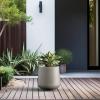 imageKante 153quot Dia Round Concrete Planter Outdoor Indoor Large Plant Pots Containers with Drainage Hole and Rubber Plug for Home Garden Patio Buff ConcreteBuff Concrete