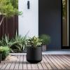 imageKante 153quot Dia Round Concrete Planter Outdoor Indoor Large Plant Pots Containers with Drainage Hole and Rubber Plug for Home Garden Patio Buff ConcreteBlack