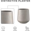 imageKante 153quot Dia Round Concrete Planter Outdoor Indoor Large Plant Pots Containers with Drainage Hole and Rubber Plug for Home Garden Patio Buff ConcreteWeathered Concrete