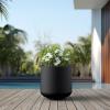 imageKante 153quot Dia Round Concrete Planter Outdoor Indoor Large Plant Pots Containers with Drainage Hole and Rubber Plug for Home Garden Patio Buff ConcreteBlack