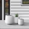 imageKante 153quot Dia Round Concrete Planter Outdoor Indoor Large Plant Pots Containers with Drainage Hole and Rubber Plug for Home Garden Patio Buff ConcretePure White