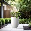 imageKante 217quot H Buff Concrete Tall Planter Large Outdoor Indoor Decorative Pot with Drainage Hole and Rubber Plug Modern Round Style for Home and GardenPure White