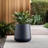 imageKante 98Inch Dia Round Concrete Garden Pot with Drainage Hole ampamp Rubber Plug  IndoorOutdoor Lagre Plant Pot for Home Garden Patio WhiteCharcoal