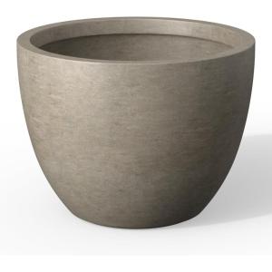 imageKante 142 Inch Round Concrete Planter  Classic Large IndoorOutdoor Plant Pot with Drainage Hole and Rubber Plug Suitable for Gardens and Patios Weathered ConcreteWeathered Concrete
