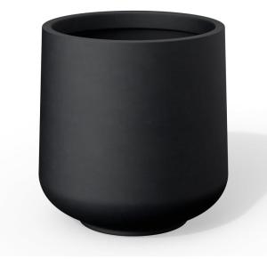 imageKante 153quot Dia Round Concrete Planter Outdoor Indoor Large Plant Pots Containers with Drainage Hole and Rubber Plug for Home Garden Patio Buff ConcreteBlack