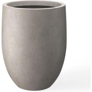 imageKante 217quot H Buff Concrete Tall Planter Large Outdoor Indoor Decorative Pot with Drainage Hole and Rubber Plug Modern Round Style for Home and GardenBuff Concrete