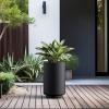 imageKante 201 Inch Tall Concrete Planter Round Pedestal Design Garden Pot for Indoor Outdoor Plants Modern Garden Pot with Drainage Hole Charcoal Finish with Warm Brown InteriorBlack